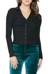 Paige Lafayette Center Ruched Knit Top In Black