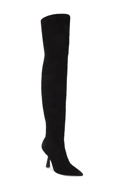 Black Suede Studio Jasmine Over The Knee Boot In Black Stretch Sue