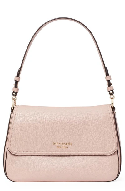 Kate Spade Hudson Pebble Leather Medium Convertible Shoulder Bag In French Rose