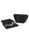 Kusshi Vacationer Leather Makeup Brush Organizer In Black Leather/ Leopard