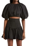 Aje Admiration Lace-up Cropped Top In Black