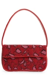 Staud Tommy Beaded Shoulder Bag In Cherry Wave