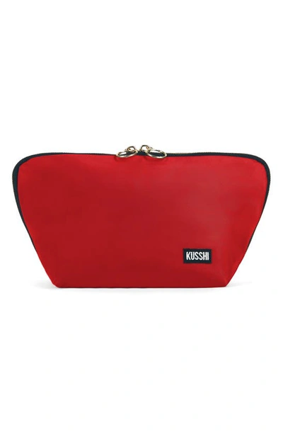 Kusshi Signature Makeup Bag In Candy Apple Red/ Leopard