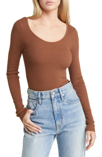 Vero Moda Glory Strappy Long Sleeve Top In Brown
