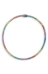 Kurt Geiger Tennis Collar Necklace In Silver/ Rainbow