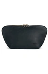 Kusshi Signature Leather Makeup Bag In Black Leather/ Leopard