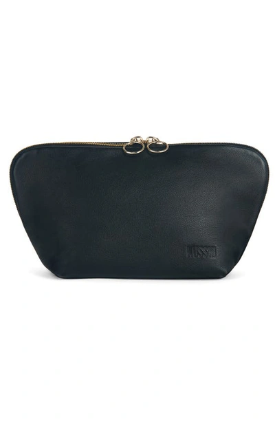 Kusshi Signature Leather Makeup Bag In Black Leather/ Leopard