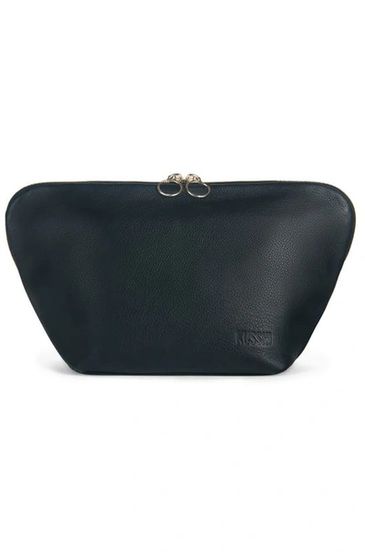 Kusshi Vacationer Leather Makeup Bag In Black Leather/ Leopard