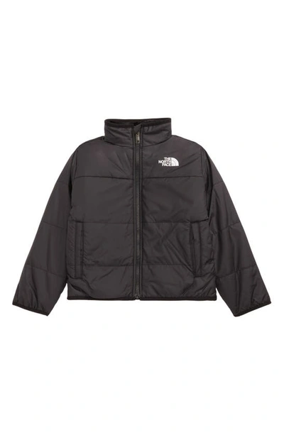 The North Face Kids' Mossbud Reversible Water Repellent Faux Fur Jacket In Tnf Black