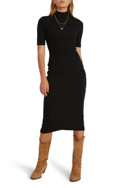 Marine Layer Lexi Mock Neck Midi Dress In Black