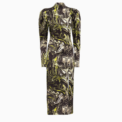 Rotate Birger Christensen Rotate Stretch Satin Dress In Yellow