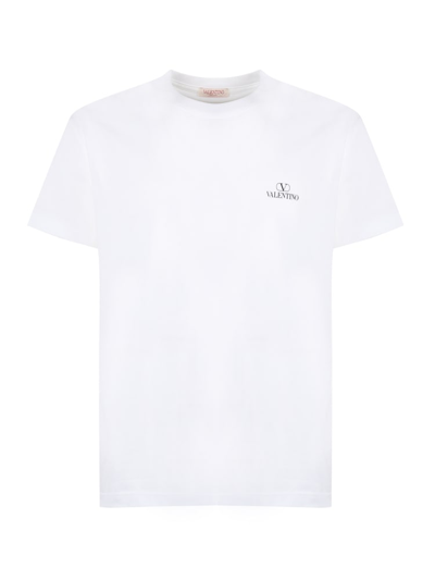 Valentino Logo Print Cotton Jersey T-shirt In White