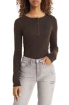 Bdg Urban Outfitters Acid Wash Placket Crop Henley In Black