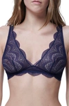 Simone Perele Karma Scalloped Lace Triangle Bra In Midnight