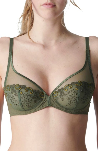 Simone Perele Delice Sheer Underwire Plunge Bra In Safari