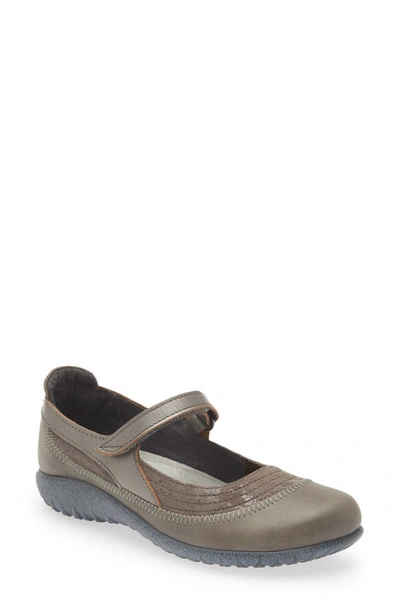 Naot Kire Mary Jane Flat In Gray Marble Suede