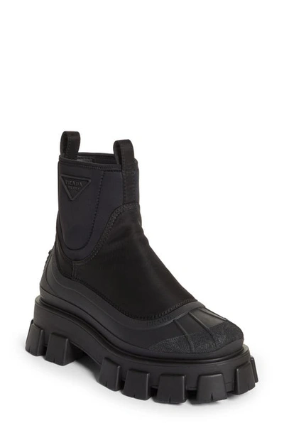 Prada Logo Monolith Duck Boot In Nero