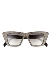 Celine Animation 51mm Gradient Cat Eye Sunglasses In Shiny Black / Gradient Brown