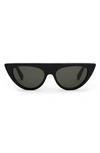Celine 56mm Flat-top Geometric Sunglasses In Shiny Black / Smoke