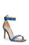L'agence Gisele Metallic Snake-embossed Leather Sandals In Blue Snake