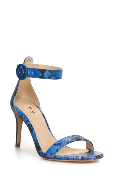 L'agence Gisele Metallic Snake-embossed Leather Sandals In Paloma Blue