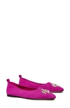 Tory Burch Eleanor Suede Medallion Ballerina Flats In Fuchsia