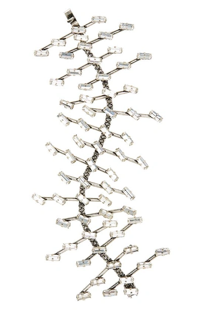 Saint Laurent Crystal Ranks Bracelet In Argent Oxyde/ Crystal