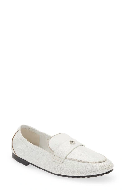 Tory Burch Ballet Loafer In Shiny White / Cognac