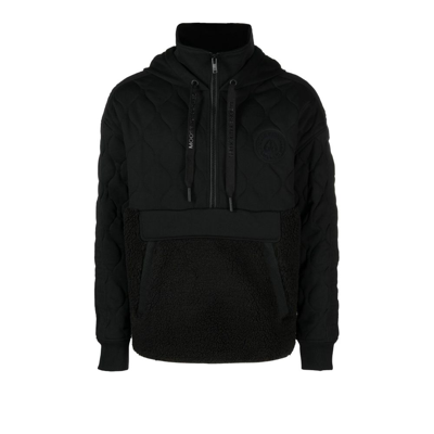 Moose Knuckles Gold-detail Cotton Hoodie In Black