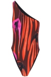 Louisa Ballou One-shoulder Recycled Swimsuit In Multicolor