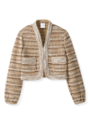 St John Multi-texture Knit Jacket In Cashew Multi