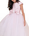 White Label By Zoe Girl's Elizabeth Satin Bow Tulle Dress In White/blush