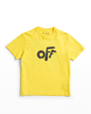 Off-white Kids' Boy's Rounded Logo Arrow T-shirt In Yellow/black