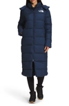 The North Face Triple C Longline 550 Fill Power Down Parka In Blue