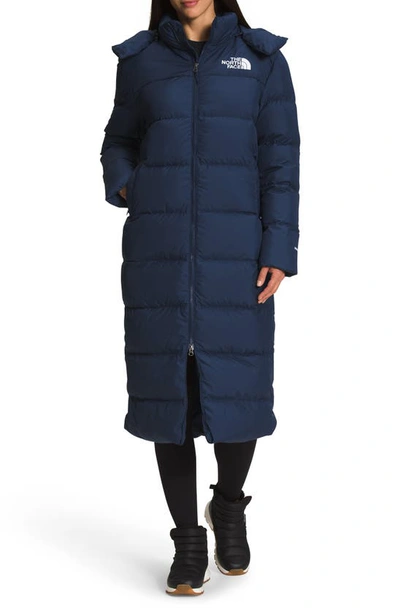 The North Face Triple C Longline 550 Fill Power Down Parka In Blue