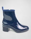 Kate Spade Puddle Vinyl Zip Rain Booties In Blazer Blue