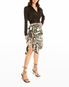 SECRET MISSION JONI PRINTED KNEE-LENGTH SILK SKIRT