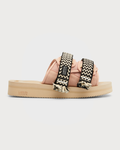 LANVIN X SUICOKE MEN'S CURB LACE GRIP STRAP SLIDE SANDALS 