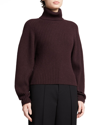Vince Chunky Open Back Turtleneck In Plum Wine