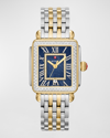 MICHELE DECO MADISON DIAMOND TWO-TONE GOLD-PLATED WATCH WITH NAVY MOTHER-OF-PEARL DIAL