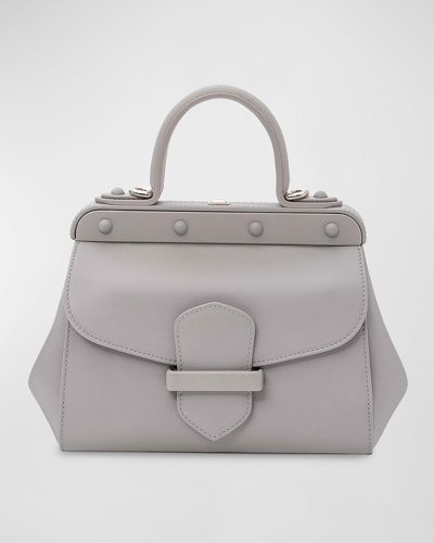 Franzi Margherita Calf Leather Crossbody Bag In Stone Grey