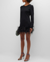 LAMARQUE BAHIRA OSTRICH-FEATHER MINI DRESS