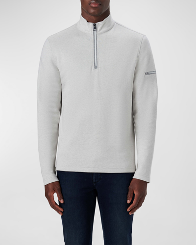 Bugatchi Men's Mock Neck Quarter-zip Sweatshirt In White