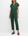 Pistola Grover Button-front Utility Jumpsuit In Ivy