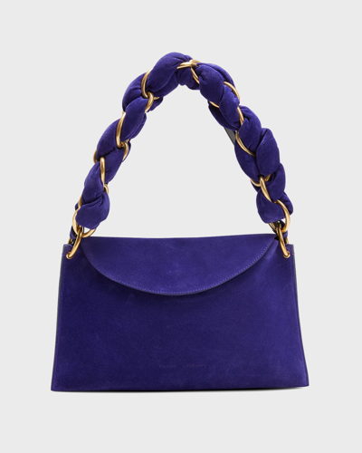 Proenza Schouler Braided Suede Chain Top-handle Bag In Dark Indigo Suede