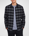 Vince Classic Fit Plaid Corduroy Button-up Shirt In Colony Blue