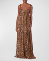 CAROLINA HERRERA LEOPARD-PRINT EMPIRE WAIST GOWN