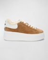 Ash Moby Be Kind Faux Fur Flatform Sneakers In Golden Brown