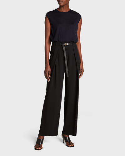 The Row Balham Cashmere Top In Navy