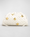 Bottega Veneta Mini Studded Intrecciato Pouch Crossbody Bag In Chalk